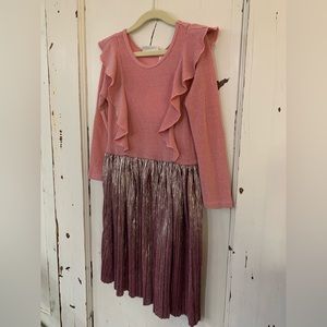 NWT DotDotSmile Size 7 Fancy Collection Shimmery Pink with Ruffles Dress